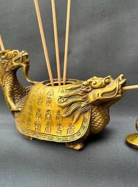 古玩古董铜器收藏仿古铜香炉龙回首铜香炉摆件家居摆件装饰摆件