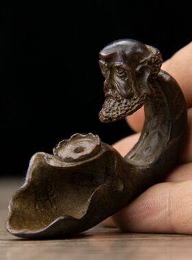 铜达摩倒流香茶道摆件禅意悟道祖师香炉香插熏炉家居装饰品香插