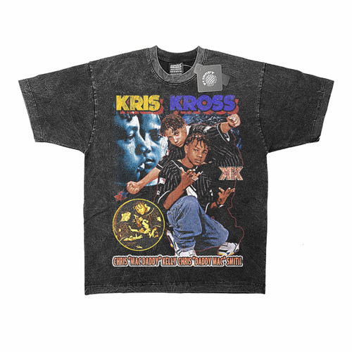 Kris Kross 老学校美式复古嘻哈说唱人物印花重磅纯棉宽松短袖T恤