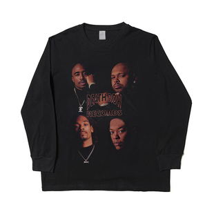 死囚牢嘻哈秋冬宽松小领口圆领长袖 2pac vintage Row tee Death