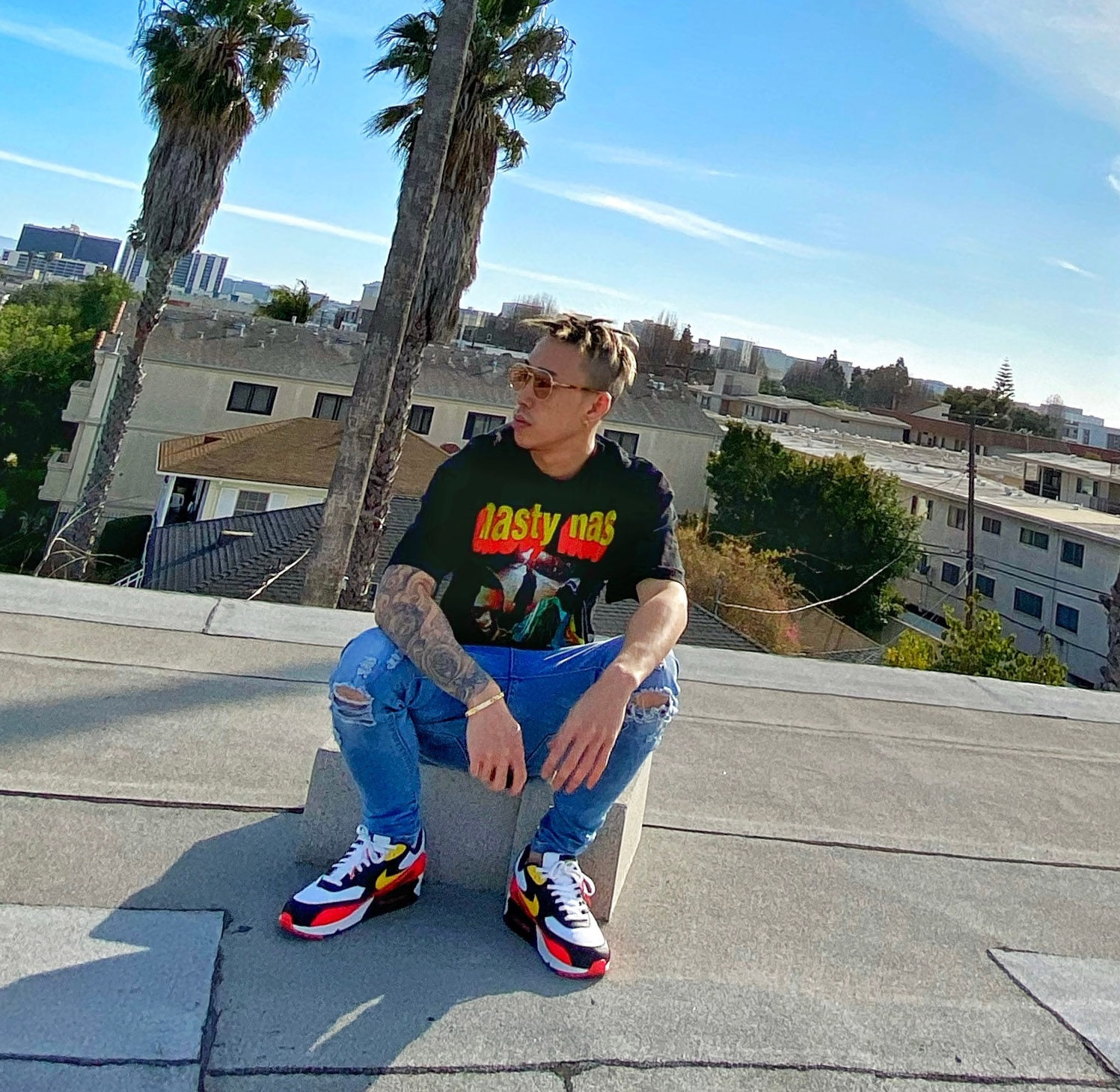 nasty nas hiphop vintage rap tee al rocco上身同款说唱嘻哈t恤