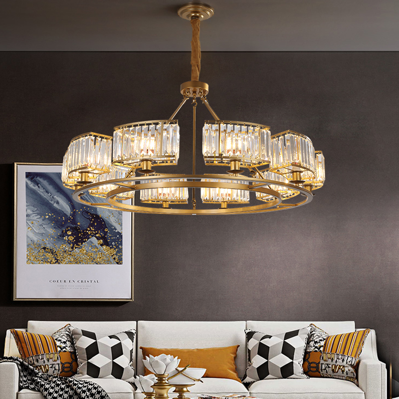 轻奢后现代风三室两厅水晶吊灯