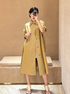 风衣女款韩版单排扣中长款风衣修身外套女polo领上衣春