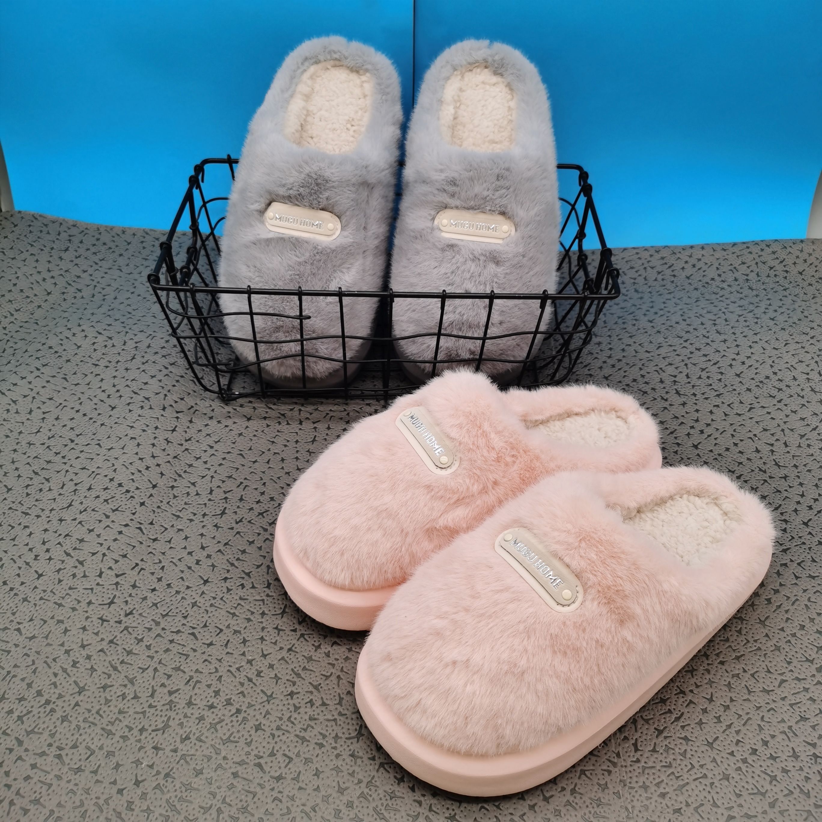 踩屎感棉拖鞋男冬室内家居家防滑厚底毛绒情侣棉拖防滑外穿拖鞋女