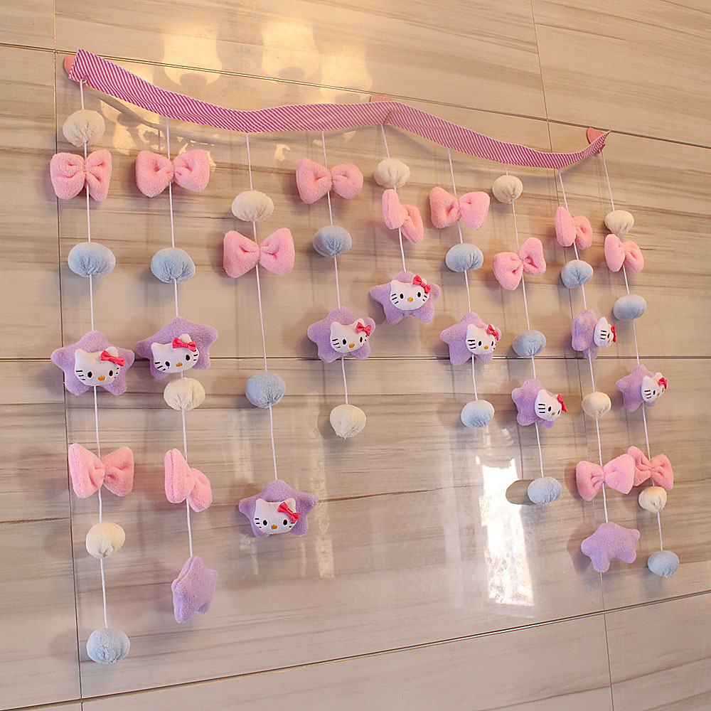 门帘隔断吊帘线帘少女心韩式可爱粉色桃爱心免打孔挂件