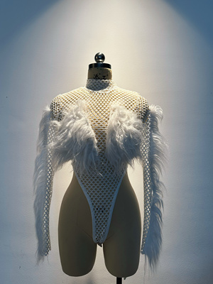 原创正品网格毛毛元素拼接裤打歌演出服女歌手舞蹈gogo定制系列