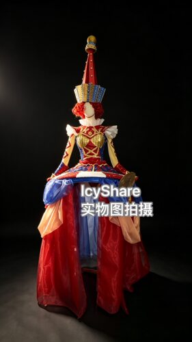 爱瑟诗莱原创设计红蓝套装舞台走秀舞台夸张游园复古表演服装定制