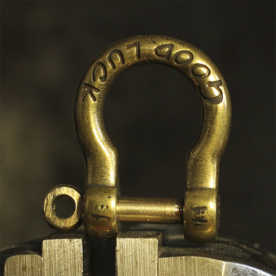 美式字母好运钥匙扣包包配件纯黄铜马蹄扣U型财布扣手拧D型五金环