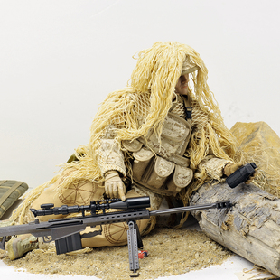 包邮1:6二战沙漠狙击手12英寸关节可动兵人模型 武器衣服送支架