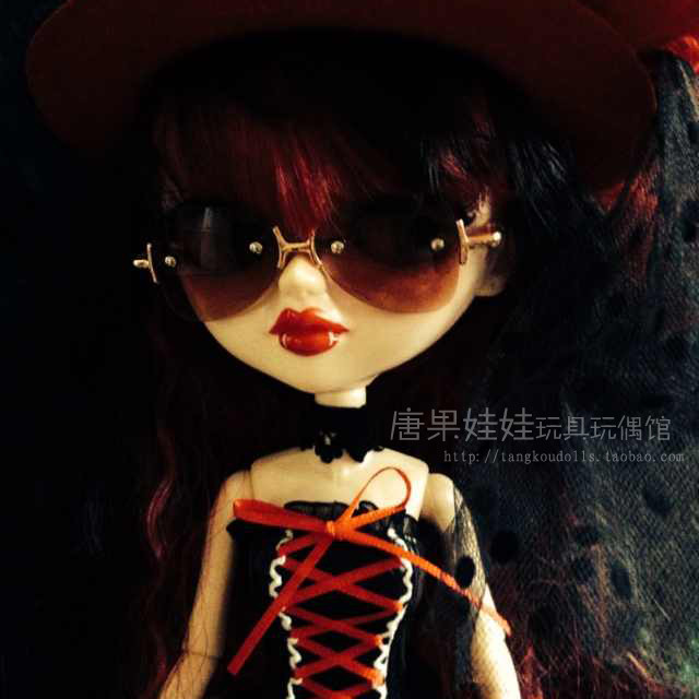 唐果娃娃配饰 3分BJD无框墨镜 pullip潮镜 黑色现货 送镜盒擦镜布