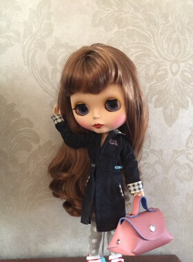 迷你PU包3小布Blythe外套娃娃连帽大衣可儿丽芙Pullip6分BJD娃衣