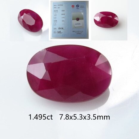 天然红宝石女生戒面送证书