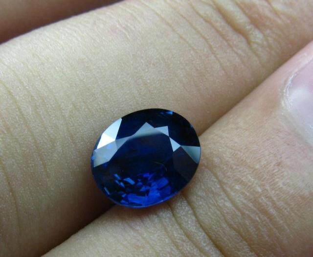 送国检证书2.26克拉斯里兰卡矢车菊蓝宝石 裸石 戒指面 色泽蓝