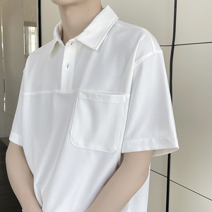 2025夏季新款宽松轻奢百搭男士短袖Polo衫落肩上衣A202T2010P55图片