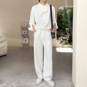 2025男秋冬新款痞帅套头衬衫套装宽松阔腿裤两件套1311TZ3901P130,男装休闲套装,星座1311（原A202）