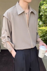 新款轻熟调节长短袖设计衬衫男免烫垂坠衬衣A202CS618P65图片