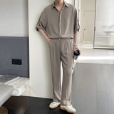 2025夏冰丝高级感短袖衬衫宽松小直筒休闲裤套装A202TZ719P125，男装T恤，星座1311（原A202）