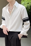 2025春夏新款轻熟风轻奢高级感拼接落肩宽松长袖衬衫A202CS510P65，男装衬衫，星座1311（原A202）