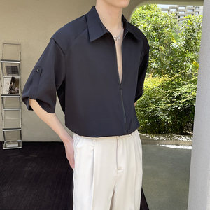 夏季新款高级感冰丝男士短袖衬衫轻熟风抖音A202CS718P60图片