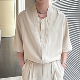 2025夏新款男冰丝短袖衬衫宽松落肩潮流百搭中袖上衣A202CS615P55，男装衬衫，星座1311（原A202）