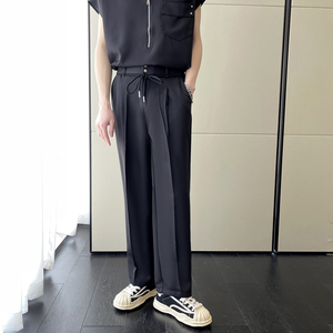 2025春夏季新款冰丝垂感直筒休闲长裤免烫宽松凉感潮A202k631p65图片