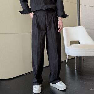 2025春夏新款男士宽松直筒拖地轻奢高级感ins休闲裤潮A202K621P65图片
