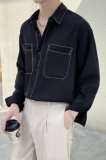 新款男士轻熟风长袖衬衫落肩衬衣潮抖音A202CS118P60，男装衬衫，星座1311（原A202）
