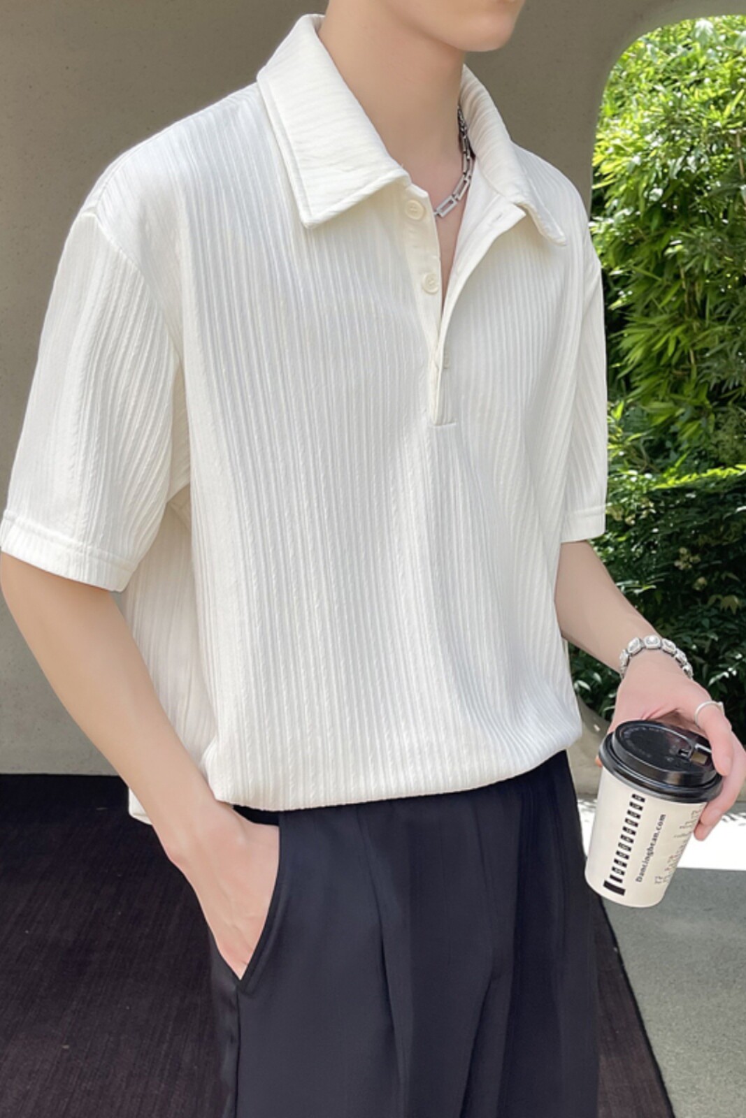 2025夏新款宽松落肩高级感短袖polo衫英伦痞帅男t恤A202T2015P50,男装T恤,星座1311（原A202）