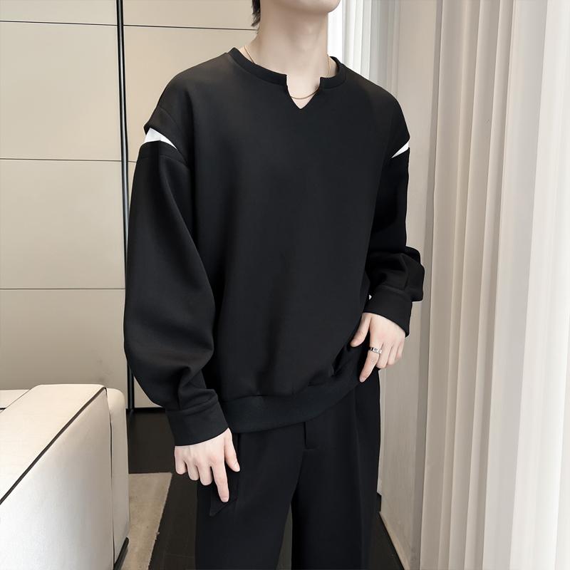 2025春季新款男士重磅V领卫衣宽松套头拼色长袖上衣A202WY320P75,男装卫衣,星座1311（原A202）