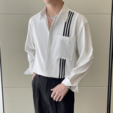 2025高级感男士英伦简约条纹宽松落肩长袖衬衫潮A202CS356P65，男装衬衫，星座1311（原A202）