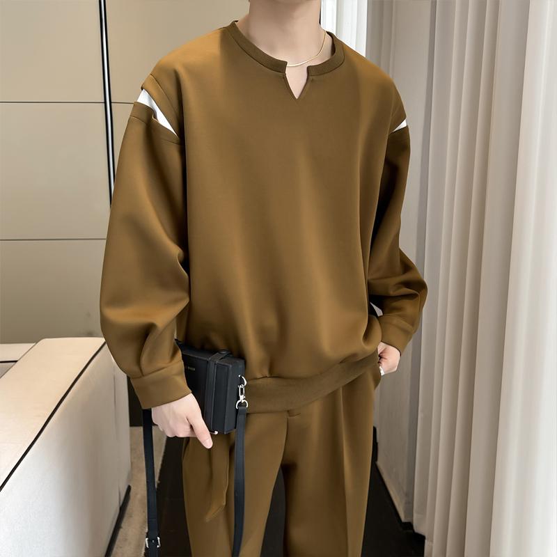 2025春季新款男士重磅V领卫衣宽松套头拼色长袖上衣A202WY320P75,男装卫衣,星座1311（原A202）