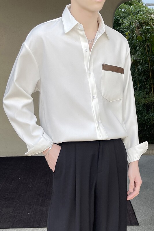2025春夏新款男士英伦落肩宽松简约长袖衬衫A202CS318P65,男装衬衫,星座1311（原A202）