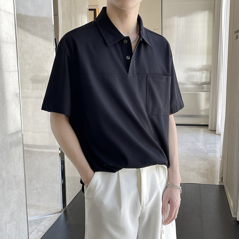 2025夏季新款宽松轻奢百搭男士短袖Polo衫落肩上衣潮A202T2010P55图片