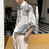 2025夏季新款轻奢宽松短袖衬衫冰丝落肩衬衣潮A202CS090P55控78，男装T恤，星座1311（原A202）