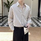 2025夏ins清新条纹衬衫男宽松长袖衬衣韩版痞帅上衣A202CS802P65，男装衬衫，星座1311（原A202）