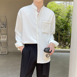 2025男士立领百搭轻熟风落肩长袖衬衫抖音A202CS208P60图片