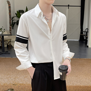 2025春夏新款轻熟风轻奢高级感拼接落肩宽松长袖衬衫A202CS510P65,男装衬衫,星座1311（原A202）