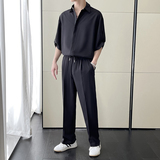 2025夏季冰丝高级感短袖衬衫宽松小直筒休闲裤套装A202TZ719P125，男装T恤，星座1311（原A202）