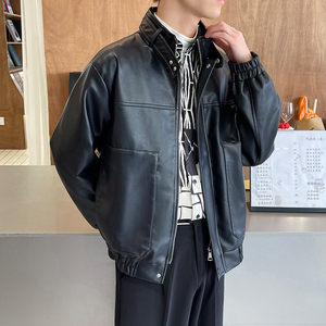 轻奢皮衣外套男士PU皮夹克上衣休闲机车服 A202PY805P125图片