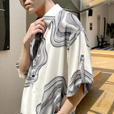 2025夏季新款轻奢宽松短袖衬衫冰丝落肩上衣潮A202CS090P55控78，男装T恤，星座1311（原A202）