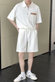2024高级感拼接落肩polo衫宽松短裤运动时尚套装A202TZ2018P100，男装Polo衫，星座1311（原A202）