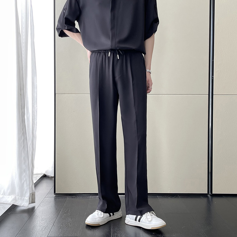 2025夏季冰丝高级感小直筒宽松开叉男士休闲裤长裤A202K683P65，男装休闲裤，星座1311（原A202）