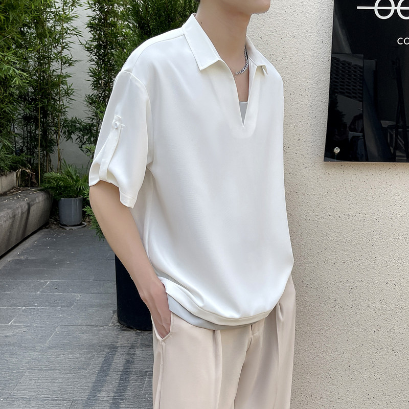 冰丝轻奢垂坠感宽松套头假两件短袖衬衫抖音A202CS013P55控78,男装T恤,星座1311（原A202）