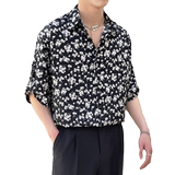 春夏新款高级感碎花衬衫男士短袖冰丝衬衣薄款A202CS316P50，男装T恤，星座1311（原A202）