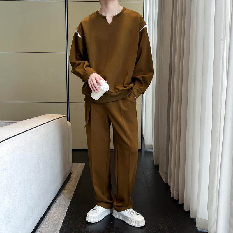 2025春季V领撞色拼接套头运动卫衣套装A202TZ320P140(WY320+K615,男装休闲套装,星座1311（原A202）
