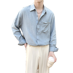 2025春夏新款轻熟男士防晒落肩宽松长袖衬衫A202CS9212P65图片