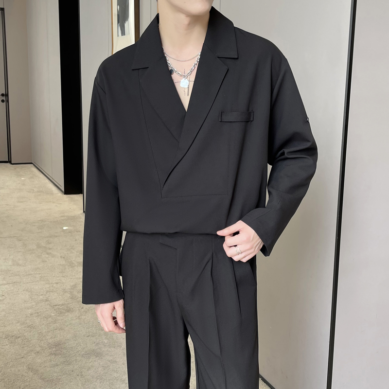 2025春男新款V领韩版宽松落肩套头夹克西装外套A202JK2019P125，男装夹克，电商A202