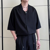 2025夏新款男冰丝短袖衬衫宽松落肩潮流百搭中袖上衣A202CS615P55，男装衬衫，星座1311（原A202）
