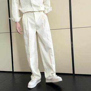 2025春夏新款男士宽松直筒拖地轻奢高级感ins休闲裤潮A202K621P65图片