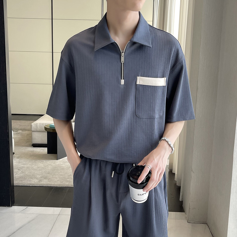 2025夏季男士高品质宽松短袖polo衫潮流英伦翻领t恤A202T2018P50,男装T恤,星座1311（原A202）